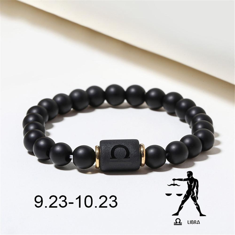 Constellation Black Frosted Black Agate Beaded Couple Bracelet