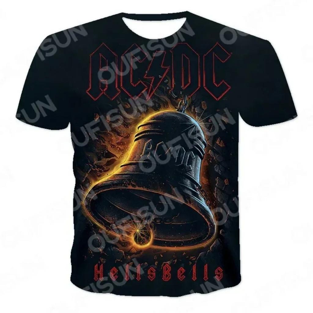 Herr- och dam-t-shirts med rund hals och korta ärmar, AC DC 3D-tryckta skjortor, Pop Rock, Street Casual Toppar, Ny Sommarmode