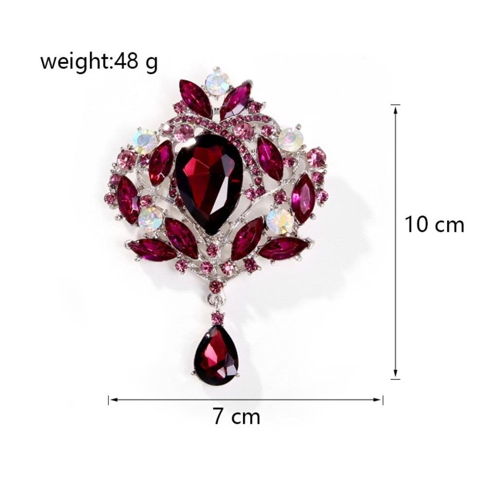 New Versatile Crystal Brooch Metal Gold Silver High-end Brooch Water Drop Shape Lapel Decorative Pin Women's Fashion