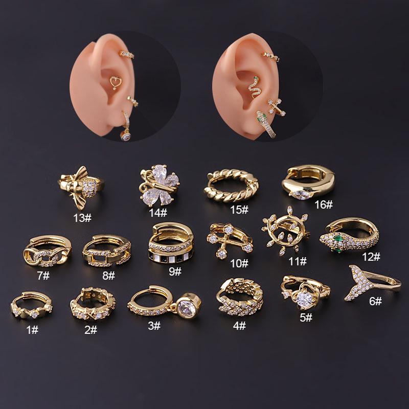 Gold-Plated Geometric Zircon Ear Cuff Earrings