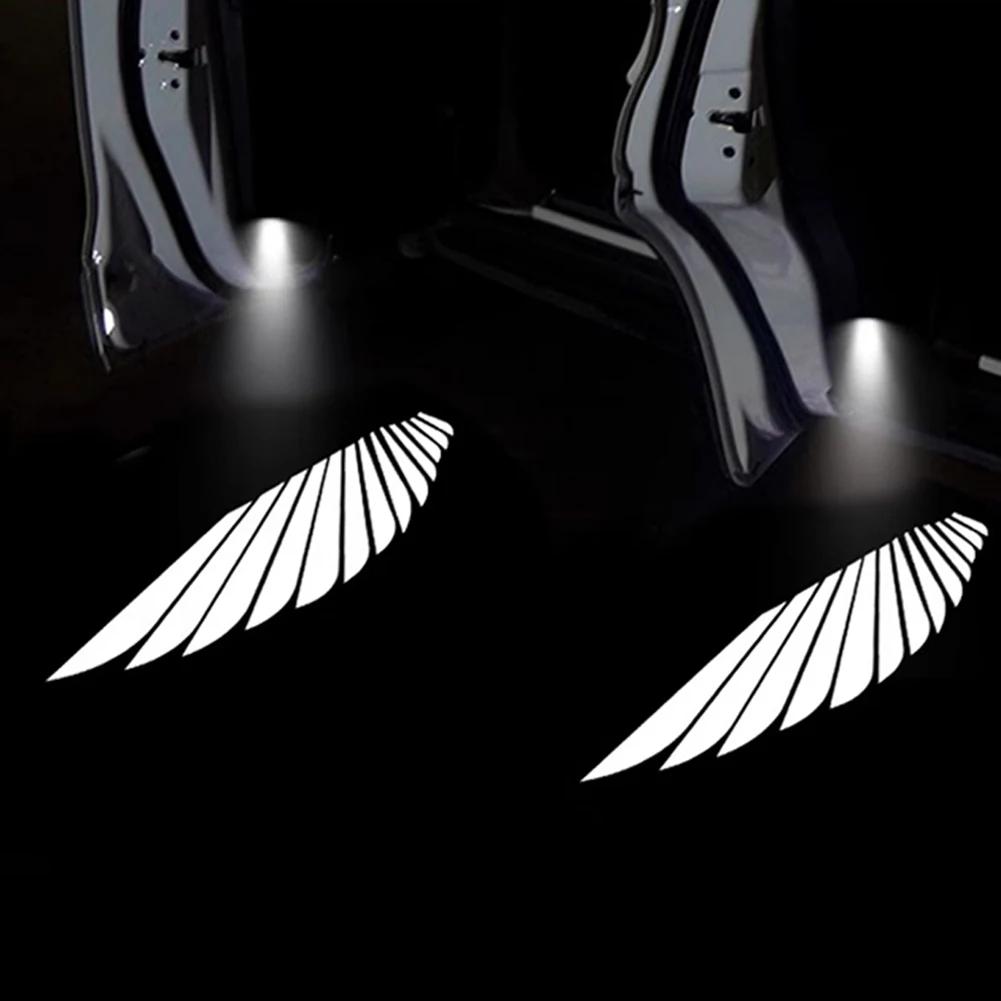 2/4PCS Car Door Welcome Light 2/4Pcs LED Angel Wings Projector Lamps Door Shadow Lights ABS Wireless No Punching Required