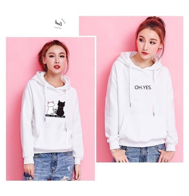 Women Casual Winter Hoodies Baggy Pullover Sweatshirt Tops Perfect DLWomen Cat Jumper Aominuo