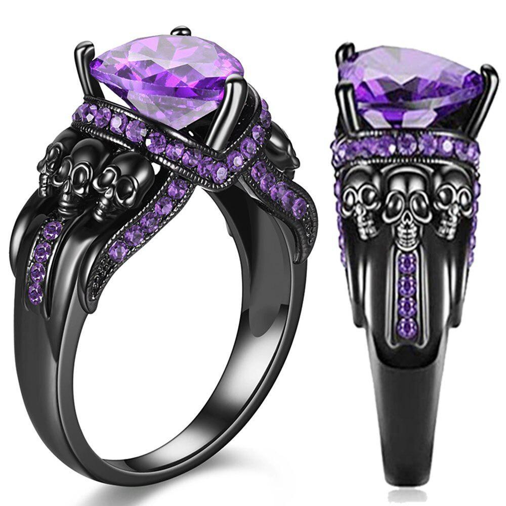 Goth Rings for Women Skeleton Punk Skull Ring Devil Wings Men's Jewelry Vintage Gothic Accessories Halloween Party