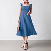 ZANZEA Women Square Collar Summer Casual Sleeveless Dress Holiday