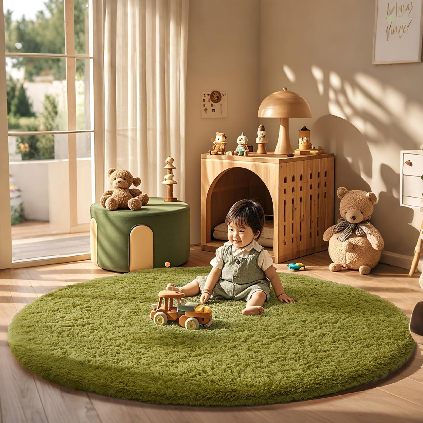 

VIKAMA Модный круглый ковер для дивана Удобный и мягкий однотонный ковер для гостиной Одеяло для гостиной Напольный коврик 80X80CM(2.6X2.6FT