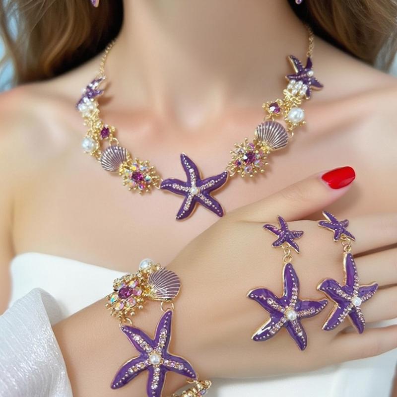 Themed 4 Piece Shell Necklace Collection Sensitive Skin Friendly Alloy Jewelry For Summer Vacation