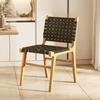 Nordic Wooden Rattan Lightweight Luxury Balcony Chair Rope-Woven Lazy Recliner Stylish Saddle Backrest Seat