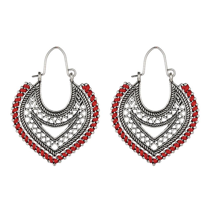 Bohemian Vintage Fashion Rope Wrap Earrings For Women Carved Hollow Geometric Drop Dangle India Earrings Boho Jewelry Wholesale