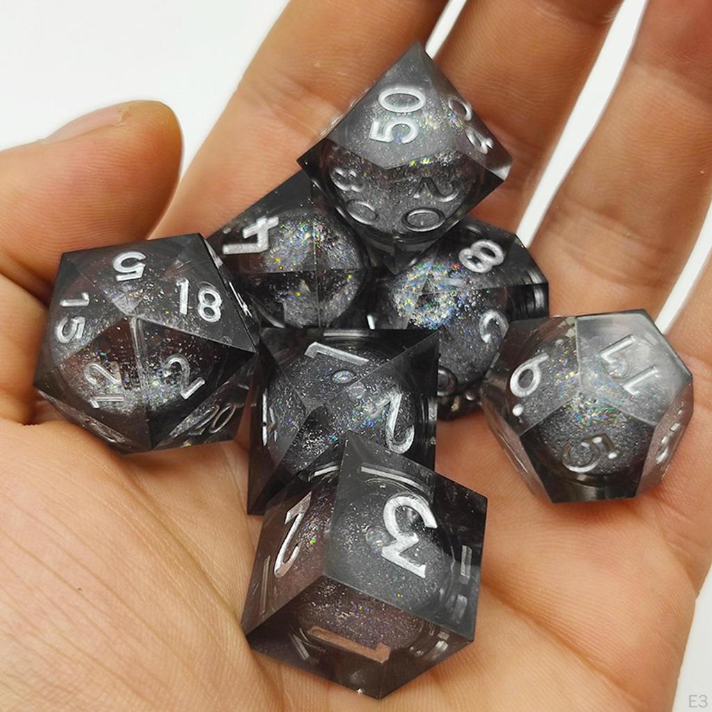 7 Pcs Polyhedral Sets for DND Table Board Roll Playing Games, D8 D10(0-9) D10(0) D12 D20