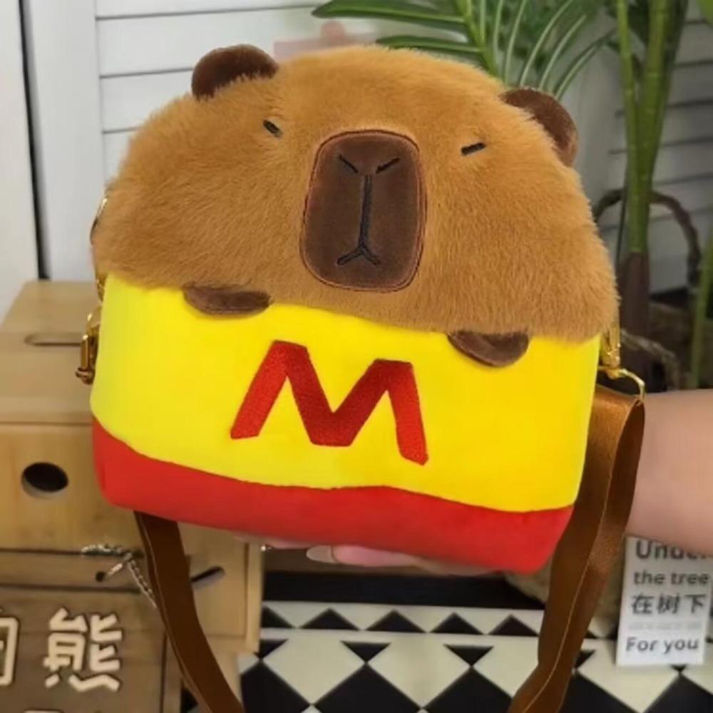 Capybara peluş sırt çantası Kawaii moda peluş bebek kürk çanta çocuk çantası omuzdan askili çanta Mini sırt çantası çanta kız arkadaşı için hediyeler
