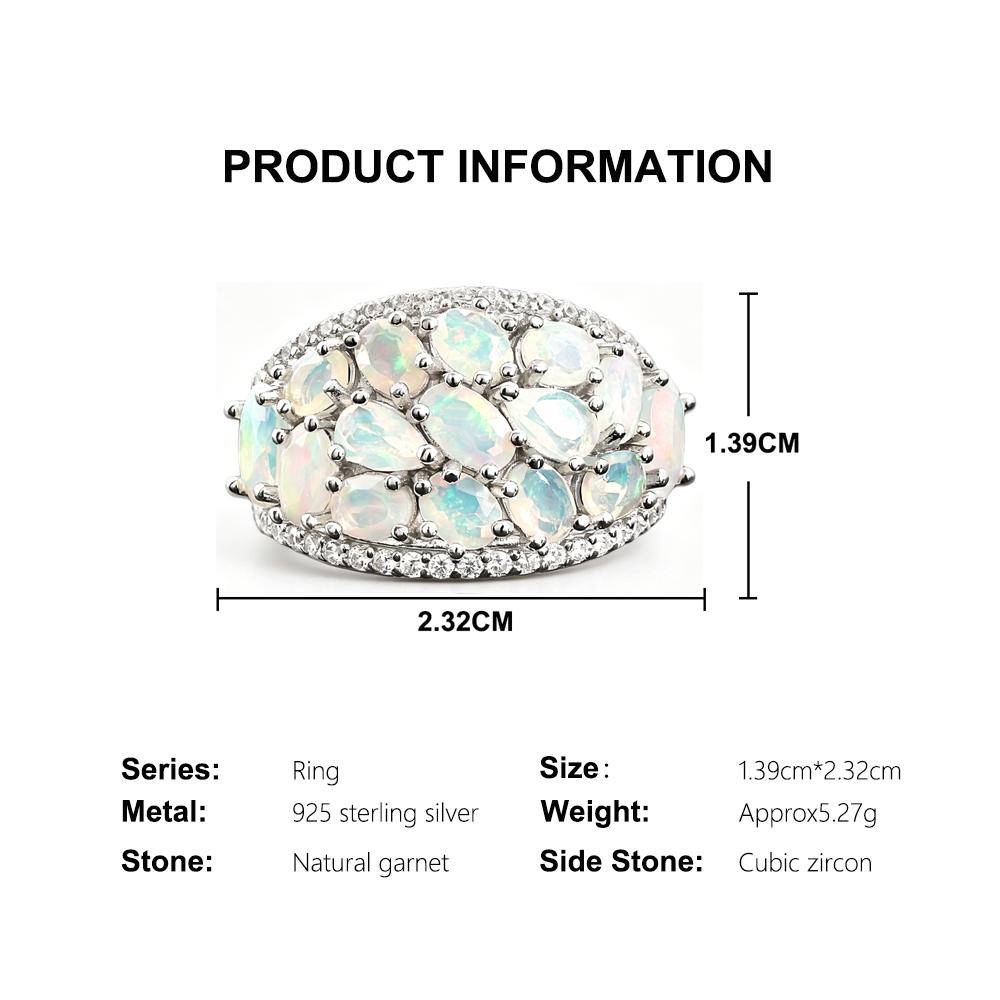 Elegant Natural big Opal Ring for Women Girls October Birthstone Colorful 925 sterling Silver Jewelry Light Luxury Gift