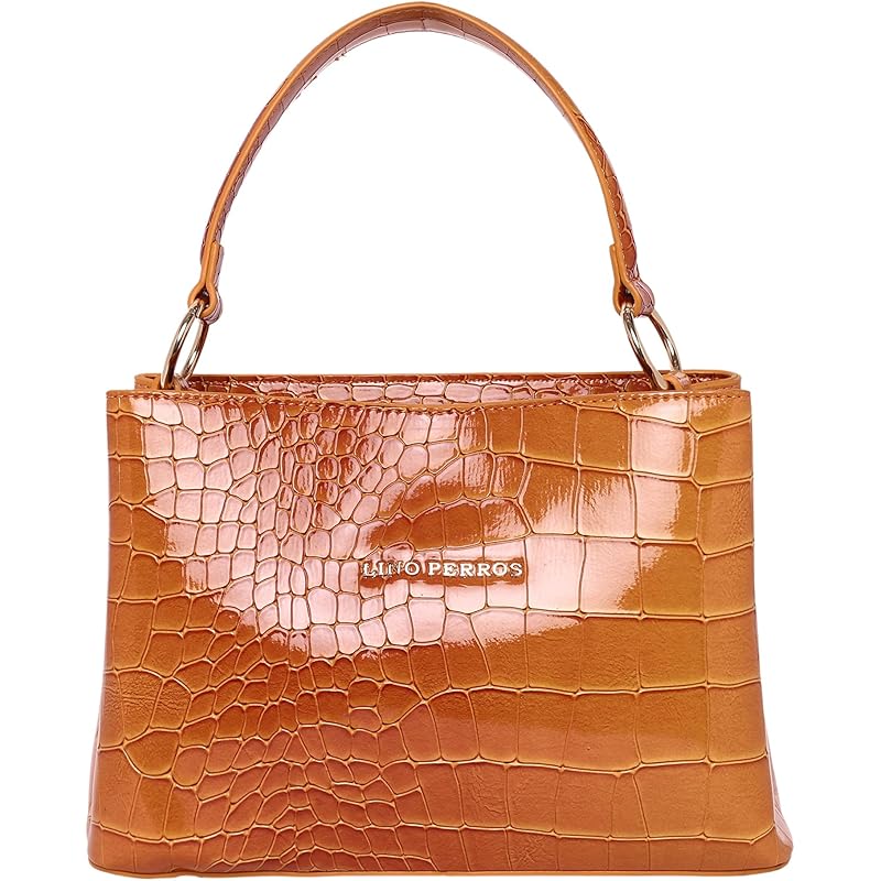 Lino Perros Glossy Tan Textured Satchel 271014 дубильная кора