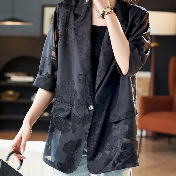 Damen Slim Fit Baumwolle Cardigan Anzugjacke Lässig Tweed Revers Knopf Frühling Herbst Vielseitig Skelett