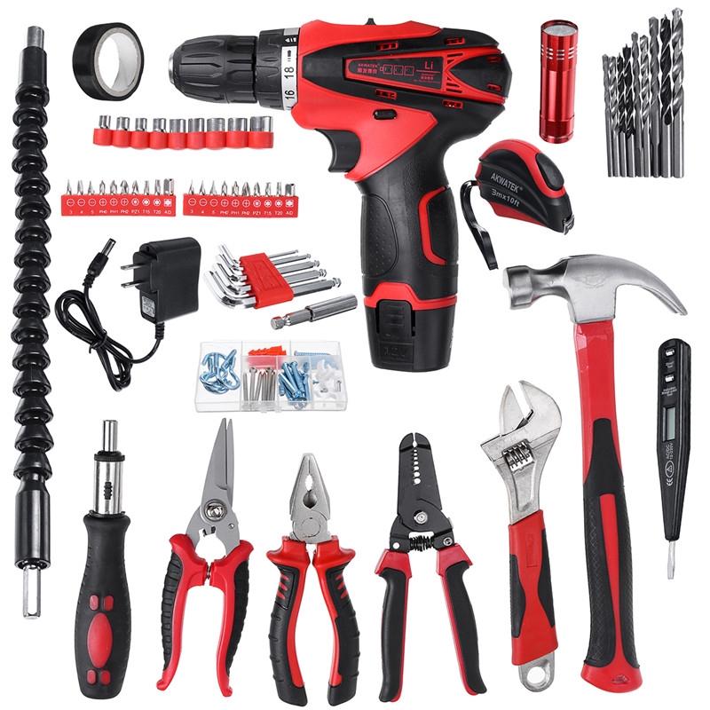 

Mini Portable Electric Hand Drill Tool Set General Household Home Repair Hand Tool Set Kit 98pcs And Case Toolbox