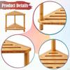 Corner Shower Stool Bamboo Stand Waterproof Two-Tier Lightweight Structure Suitable for Entryway