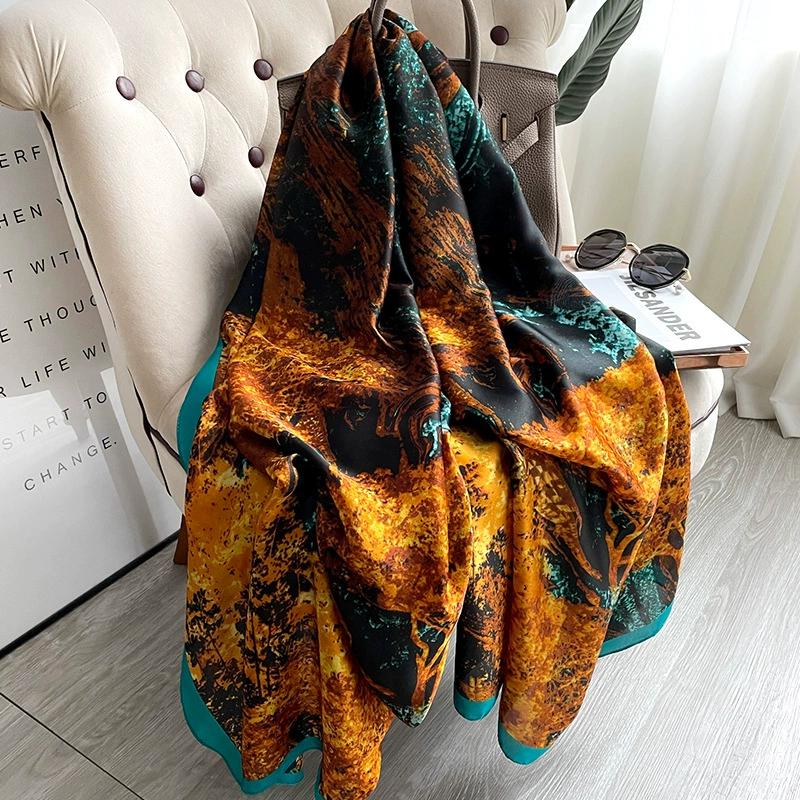 180*90cm Fashion Luxury Brand Scarf Women Shawl  Wrap Spring Muffler Hijab Bufanda Foulard Female Bandana Beach Stoles  Silk