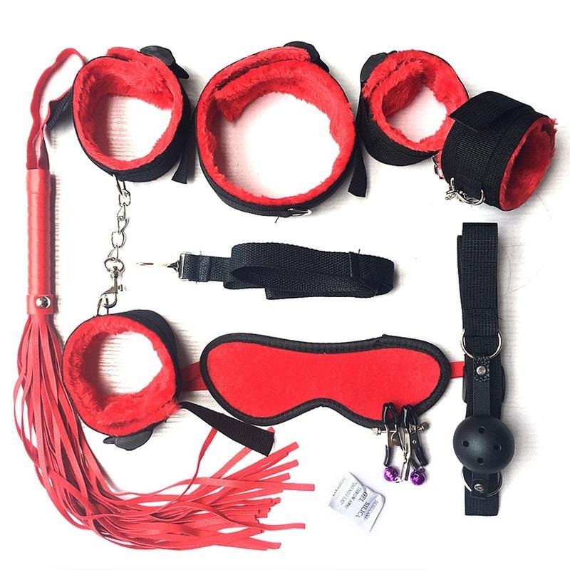 BDSM Kits Plush Bondage Handcuffs Sexulaes Games Whip Mouth Gag Nipple Clamps Sex Toys For Couples Exotic Accessories Adults