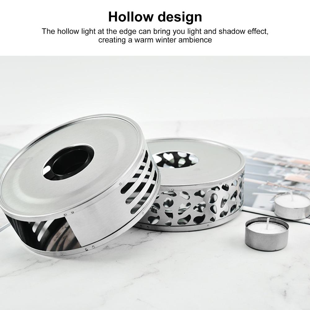 Stainless Steel Teapot Heater Hollow Design Ventilation Hole Teapot Warmer Brushed Finish Silver Tea Warmer Tea Heating