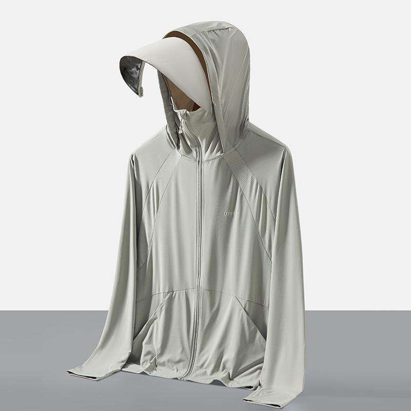 Couple's UPF50+ Sun Protection Jacket Ice Cooling UV Protection Breathable Fishing Sun Hoodie with Detachable Brim for Women