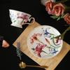 Iris Flower Painted Mugs Porcelain Cup&saucer Gilding Tableware Coffee Mug Dining Table Afternoon Tea Teacup Fruits Juice Cup