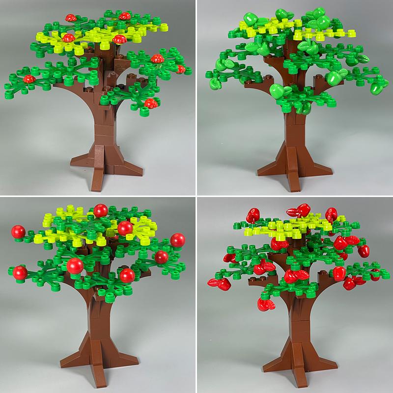 Yiran Toy Green/Red Moc Bricks Farm Apple Fruit Tree Forest Plant City Parts Park Garden Building Blocks Kids Playthings For Children Gifts