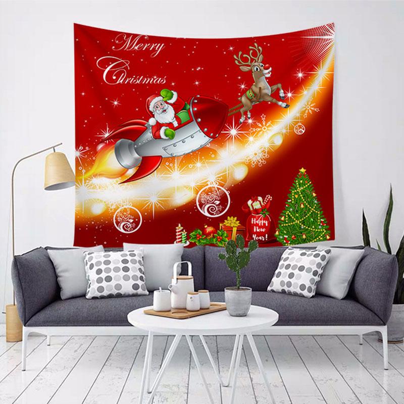 Merry Christmas Santa Claus Gift Decoration Print Pattern Tapestry Home Living Room Bedroom Decoration Wall Hanging Tapestry