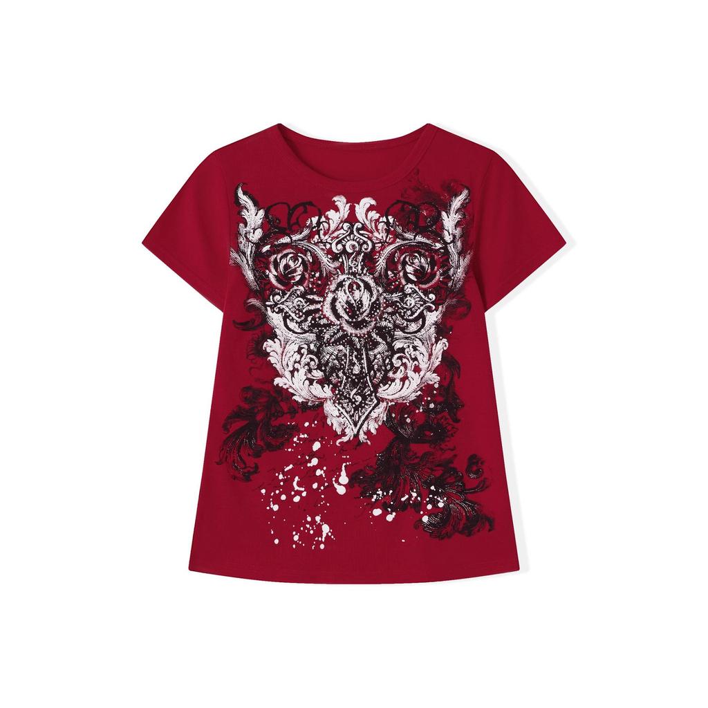 2026 Y2K Slim-Fit Short-Sleeve Print Top T-Shirt: Stylish European & American Retro Fashion for Women