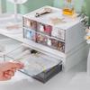 Novo 1PC Organizador de Mesa Gaveta com Adesivo Bonito Plástico Transparente Caixas Organizadoras Caixa de Armazenamento de Papelaria Recipiente
