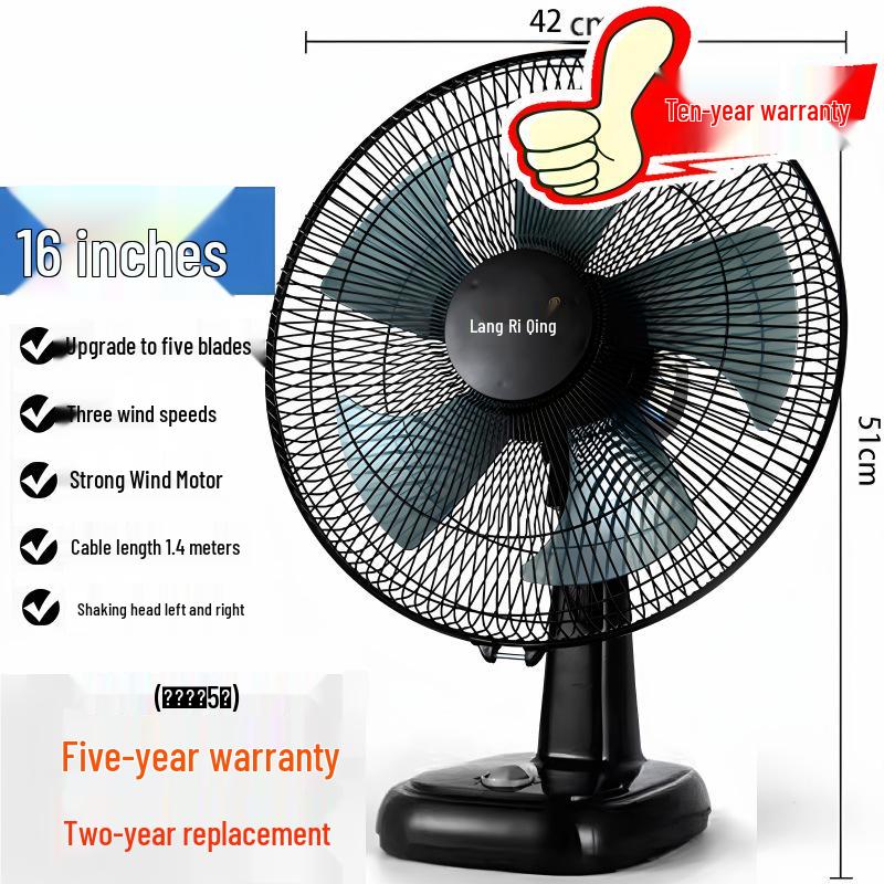 Tichý 16palcový oscilační stolní ventilátor pro domácnost, kancelář, studentskou kolej nebo k použití u postele