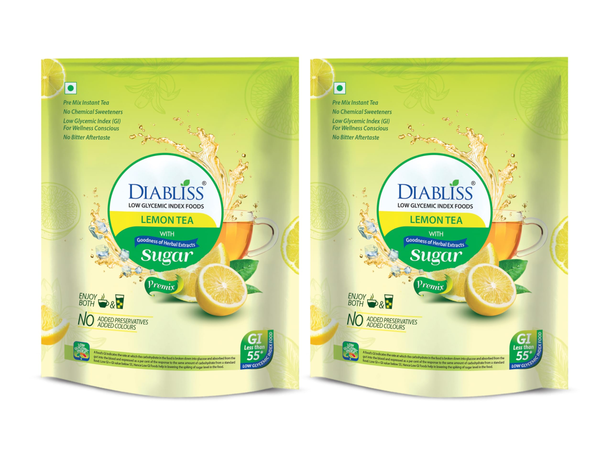 Diabliss Herbal Wellness Lemon Tea - Low GI Instant Tea with 17 Herbs & Spices | Natural Lemon Flavour | Glucose-Friendly Drink for Daily W