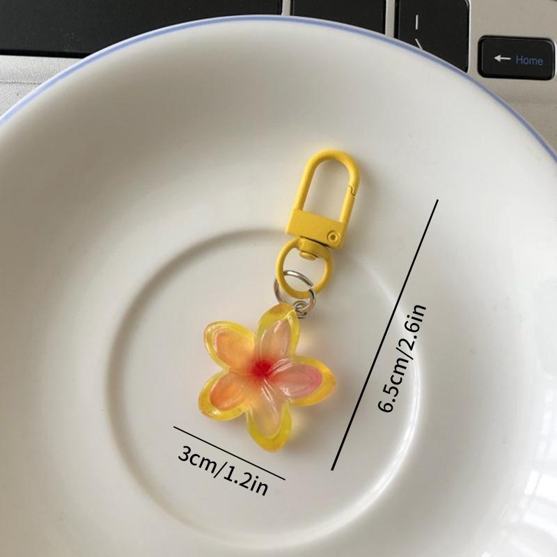 Lieblicher Sakura-Blumen-Schlüsselanhänger-Anhänger Niedlicher Farbiger Transparenter Blumen-Schlüsselanhänger-Anhänger Emaille-Taschenanhänger Charms Schlüsselring