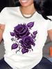 Purple Rose Graphic White T-shirt