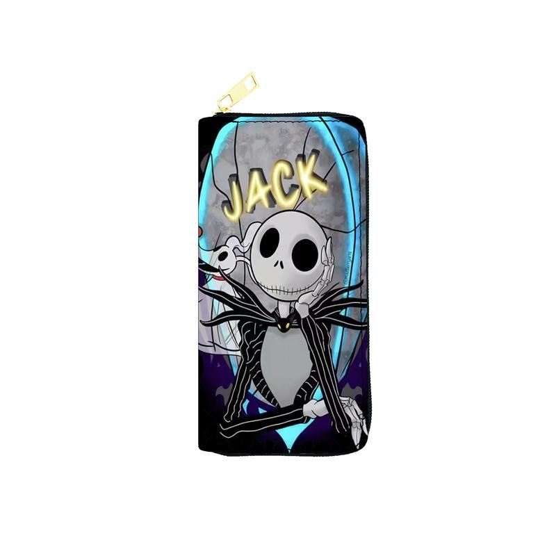 Nightmare Before Christmas PU Wallet Women Long Zip Clutch Makeup Bag Jack Skellington 3pcs