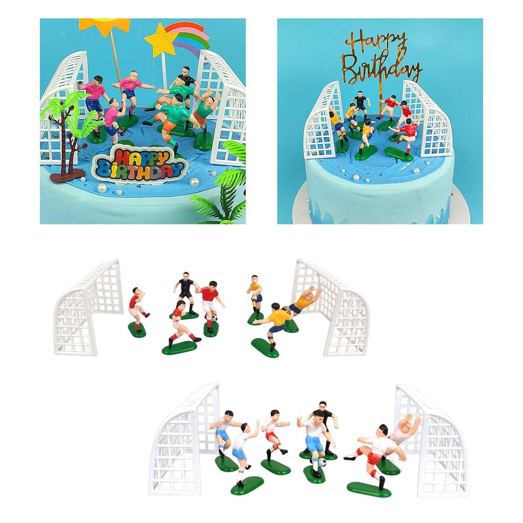 Soccer Cake Toppers Players Fittings DIY Decor for Football Theme Party