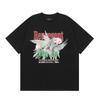 Mens Oversized Vintage Washed Cotton T-Shirt With Cartoon Animal Print Streetwear Loose Fit Short Sleeve Tee