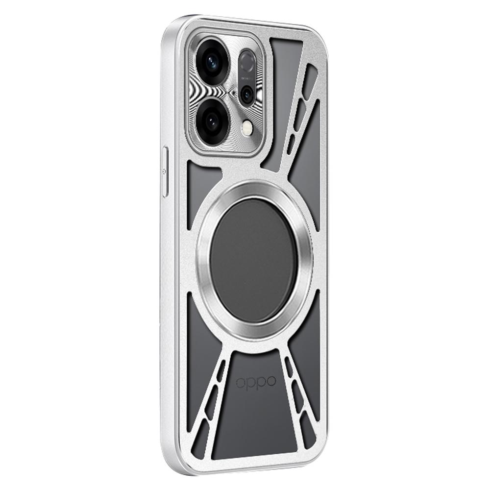

For Oppo Find X9 5G Magnetic Case Hollow Heat Dissipation Silicone + PC + Metal Bumper Phone Cover