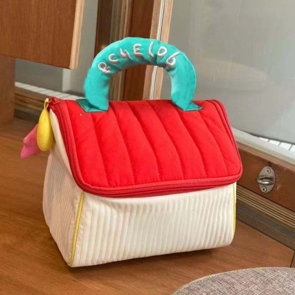 House-shaped Cute Cabin Makeup Bag Kawaii Portable Storage Bag Handheld Cosmetic Case Toiletry Bag