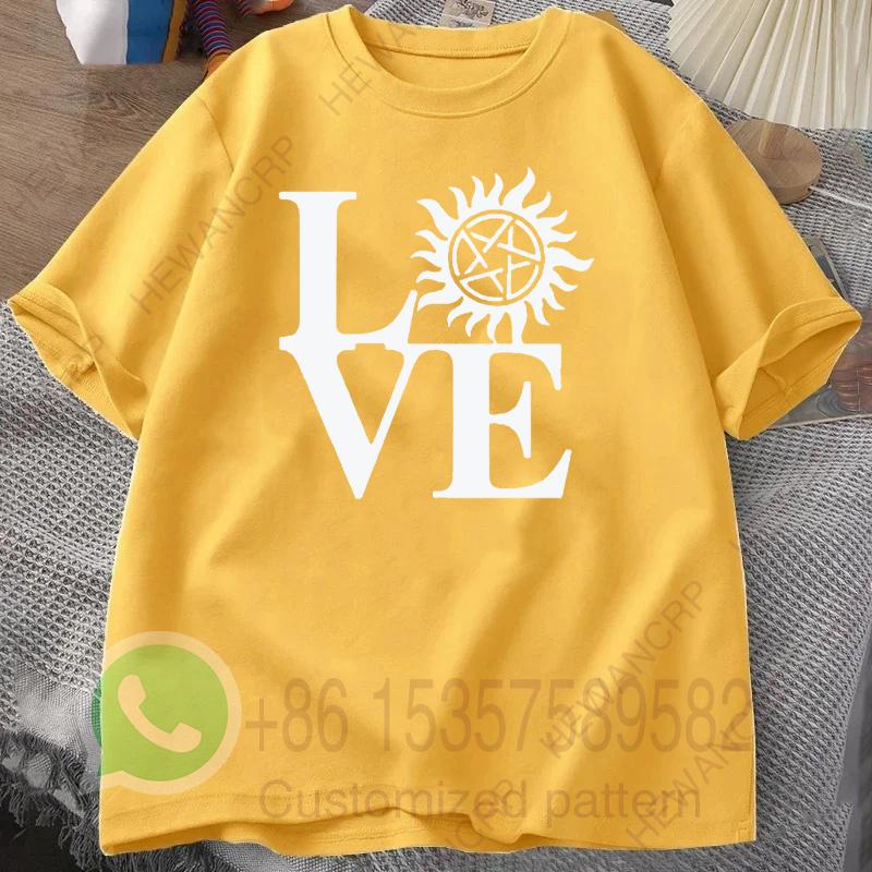 Supernatural Love Mens TShirt Mens Tracksuit Letter Printed Summer Casual Sportswear Round Neck Shortsleeved Cotton Pullover