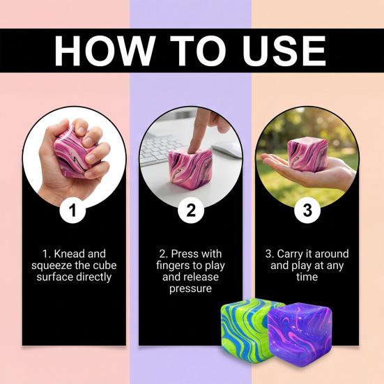 Flow Texture Stress Cube Anxiety Relief Cube Squeeze Sensory Toy Slow Rebound Decompression Stress Ball Home Office Relaxation Tool