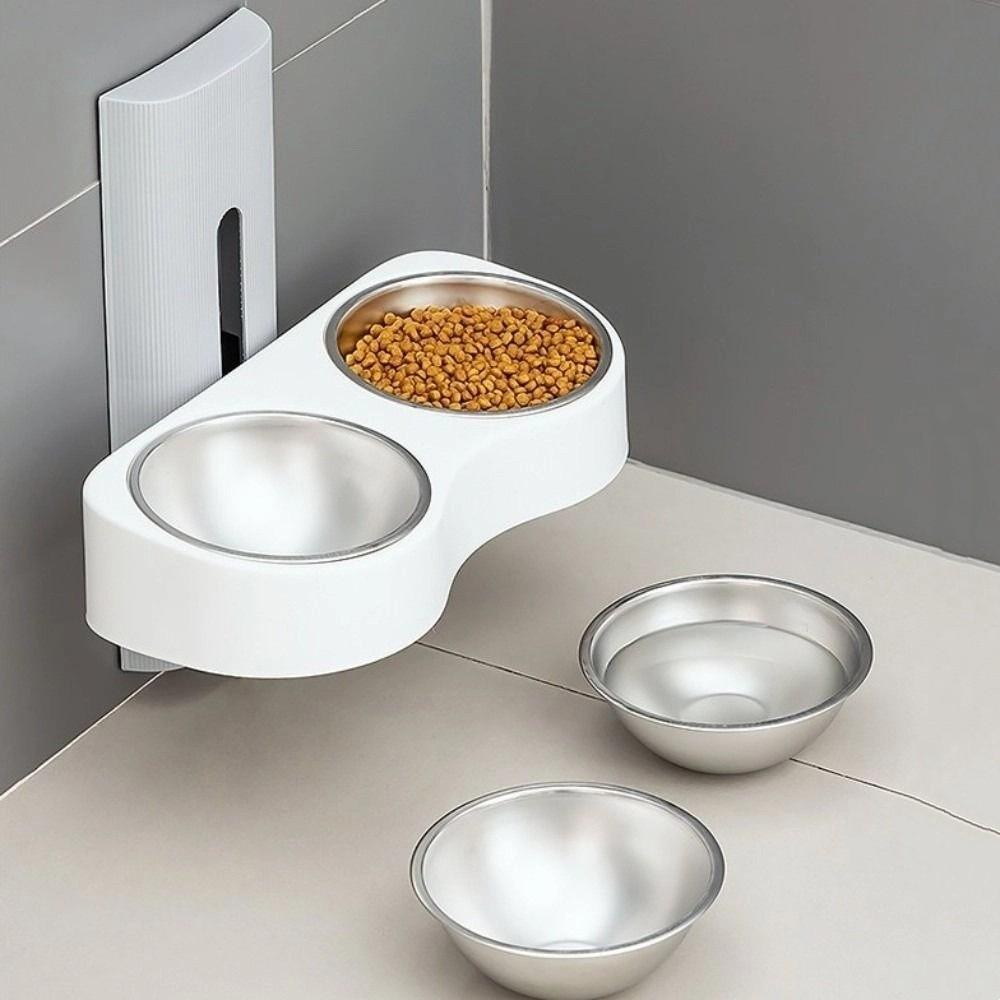 Space Saving Cats Watering Bowl Double Bowl Pet Feeding Bowl Dog Eatting Bowl  for Small Dogs