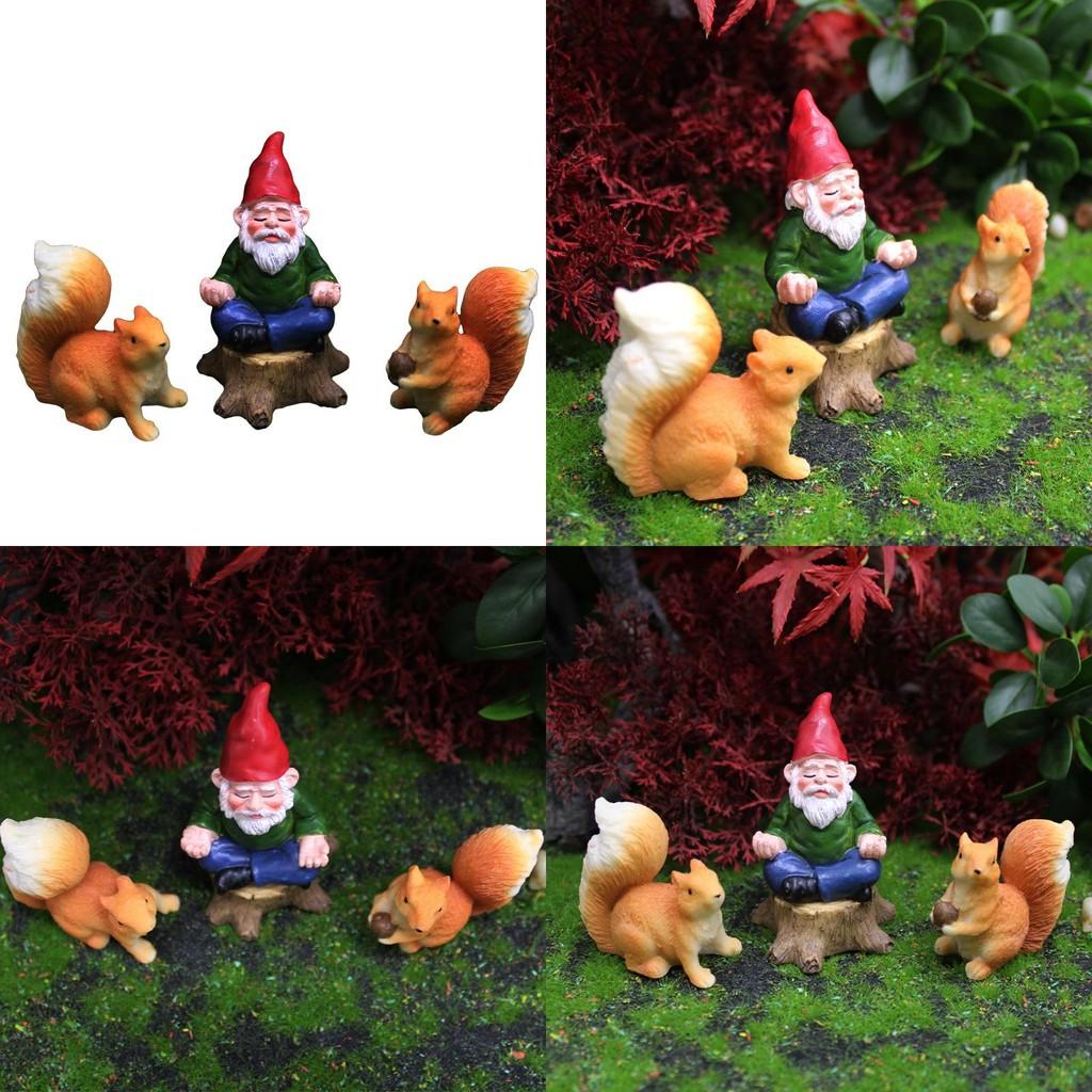 Resin Micro Scene Ornament Dwarf And Squirrel For Garden Decor Indoor Display