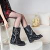 Large Size Women's Shoes Flat Heel Medium Heel Martin Boots Winter Plus Head Fashion - European Beautiful Women's Boots New