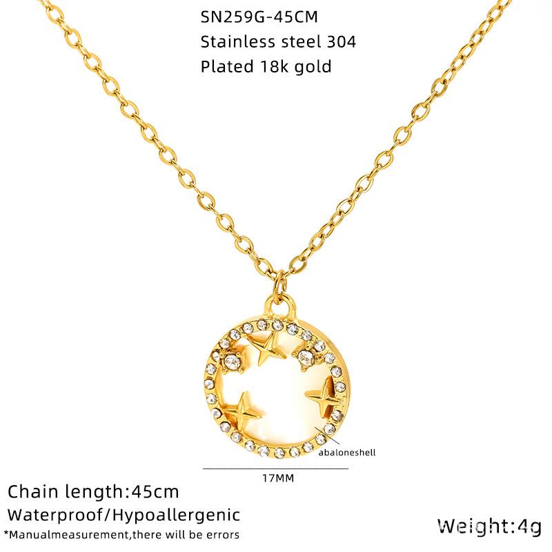 Fritillaria Plattiert Schmuck Halskette Damen Stil Doppelseitiger Stern Anhänger Spot