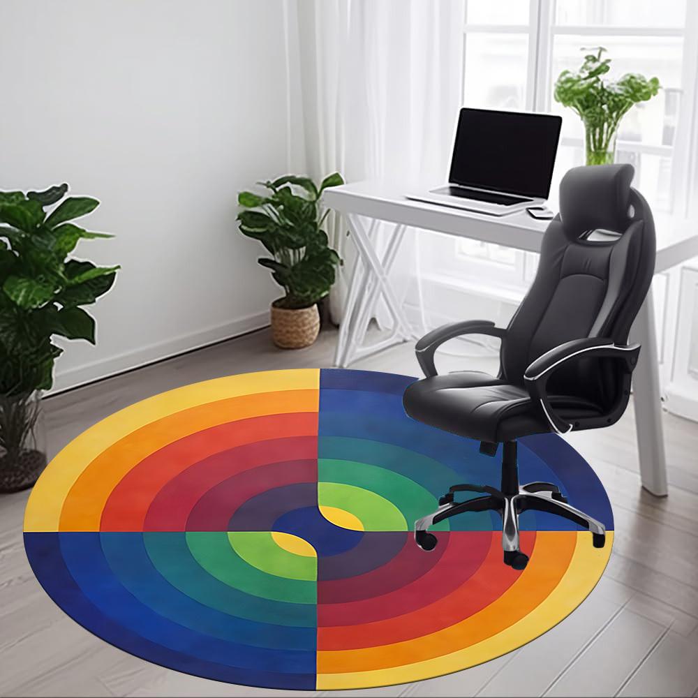 1pc Color Wheel Chair Carpet for Office Non-Slip, Lightweight, Machine Washable Rug for Office, Room - Holiday Decoryy251016005
