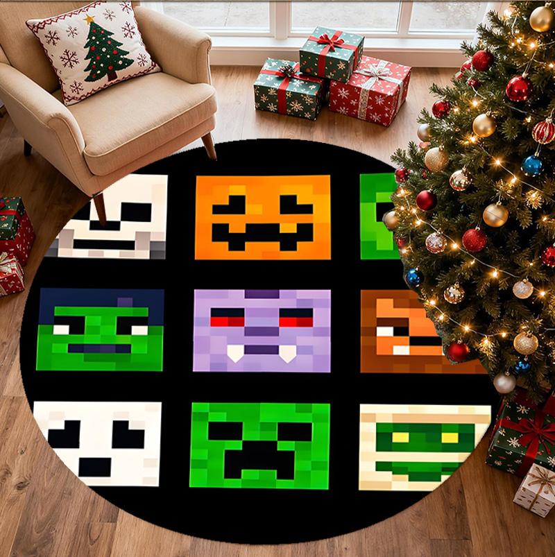 Gamer Pattern Round Rug, Indoor/Outdoor Mat, for Picnic, Gameroom, Bedroom, Office, Living Room, Home Decor Carpet, Birthday Gift