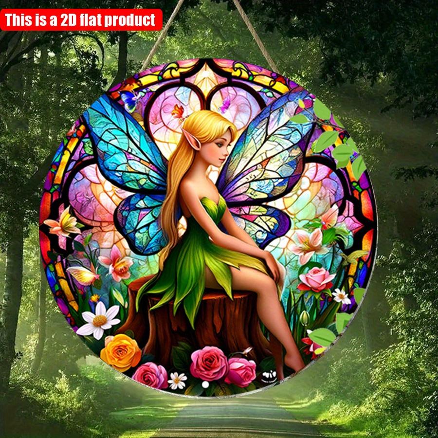 2D flat 20*20cm1pc Enchanting Elf Fairy with Colorful butterfly wings Design Wall Decor, Spring Fairy Theme Art plaque, Perfect for Home&Office,