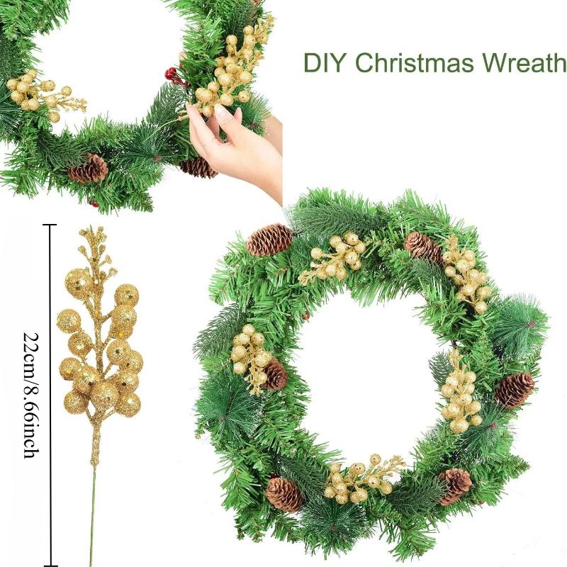 10pcs Christmas Decoration Artificial Berry Bouquet Xmas Tree Ornaments for Home Decor New Year 2026 Party Supplies Accessoriees