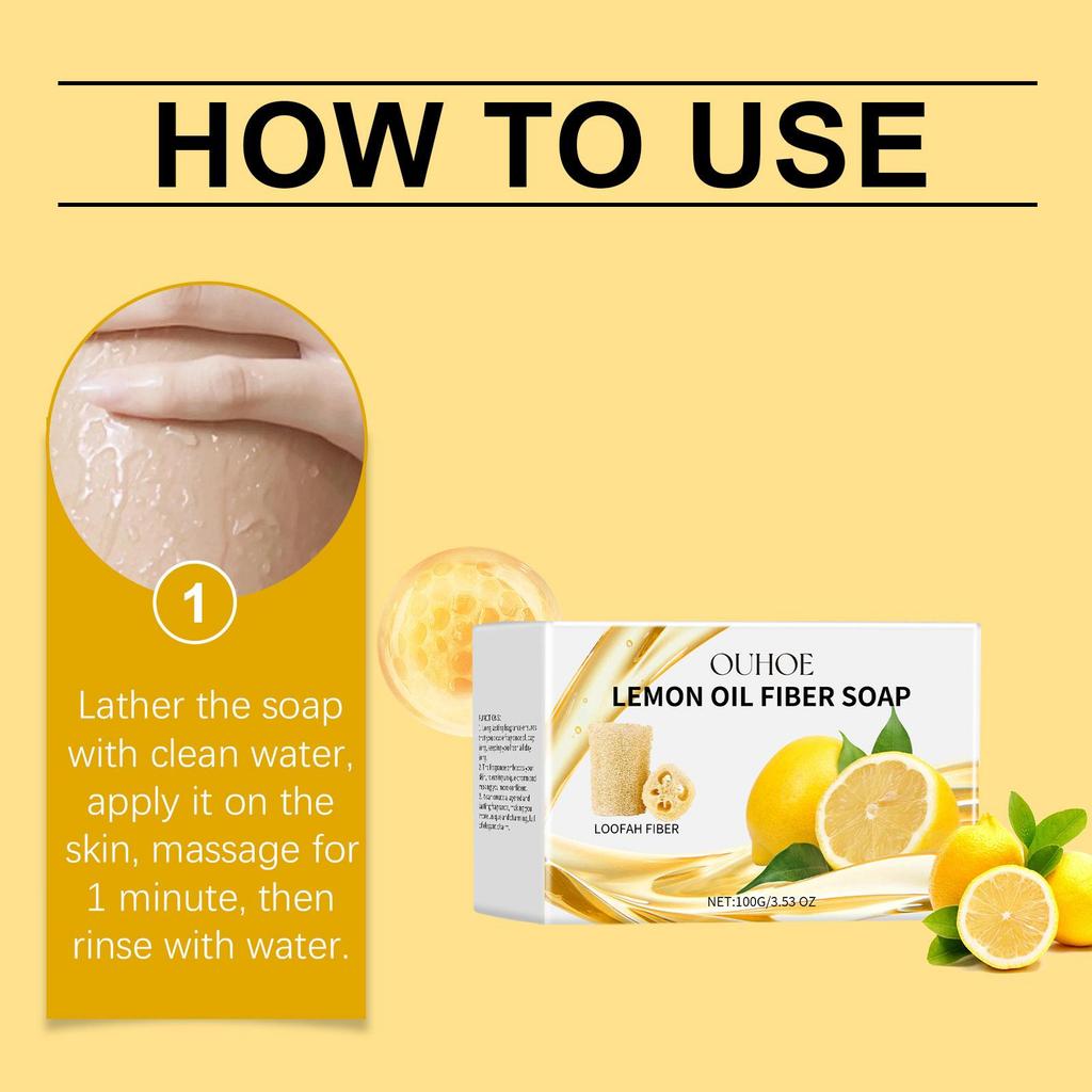 Honey Lemon Fiber Cleansing Bar Gentle Skin Care Soap for Smooth & Hydrated Skin