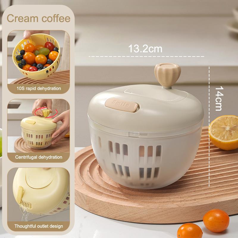 Household Salad Dryer Salad Spinner Vegetable Dehydrator Multi-Function Absorbent Basket Manual Vegetable Dryer Kitchen