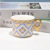 European-style Ceramic Feather Coffee Cup Set Afternoon Tea Set Latte Flower Mug Dish Home Mug Set Home Decorative Drinkware